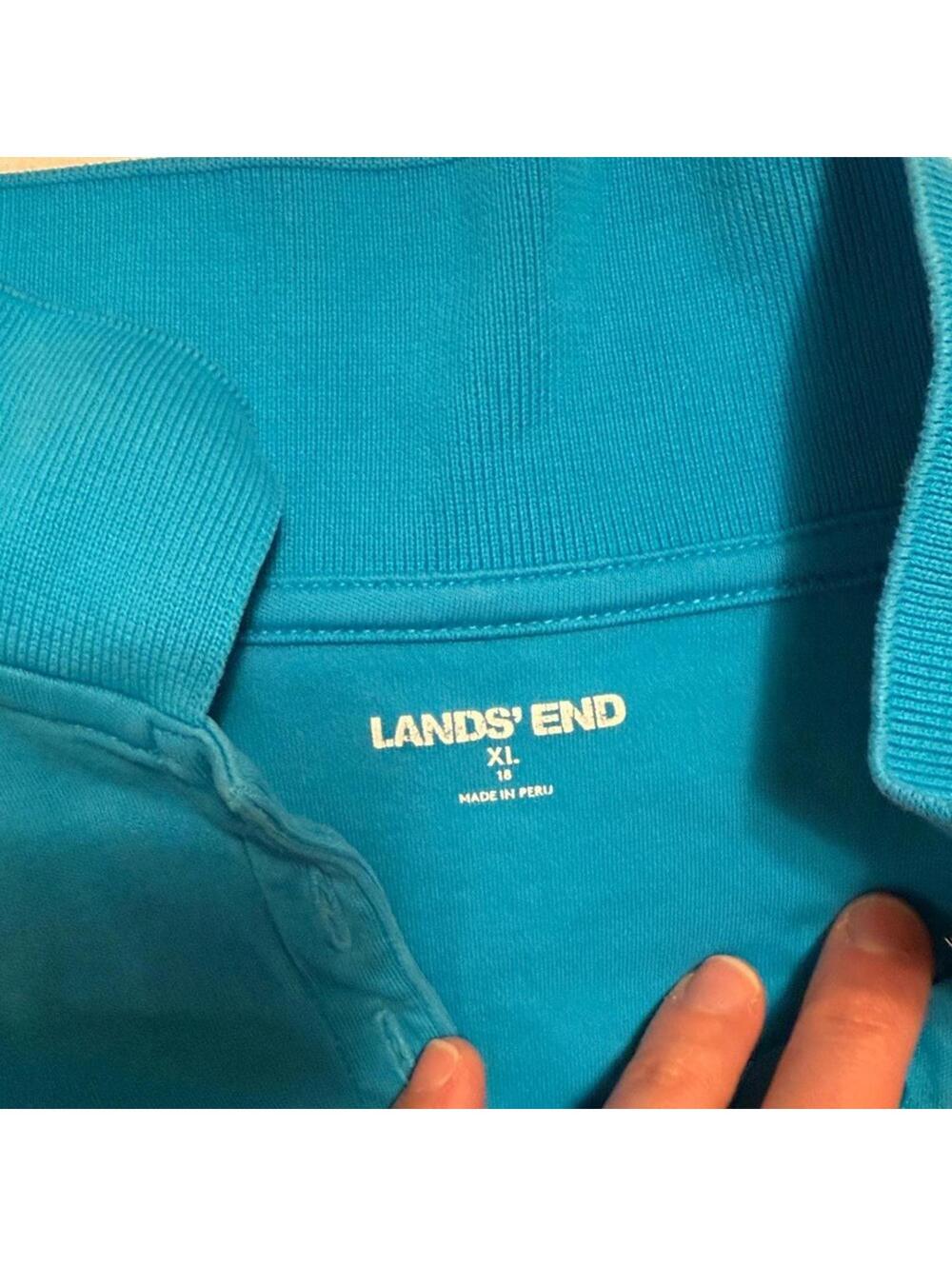 Lands' End Women's Turquoise 3/4 Sleeve Polo Top Snap Placket Size XL - Picture 4 of 5